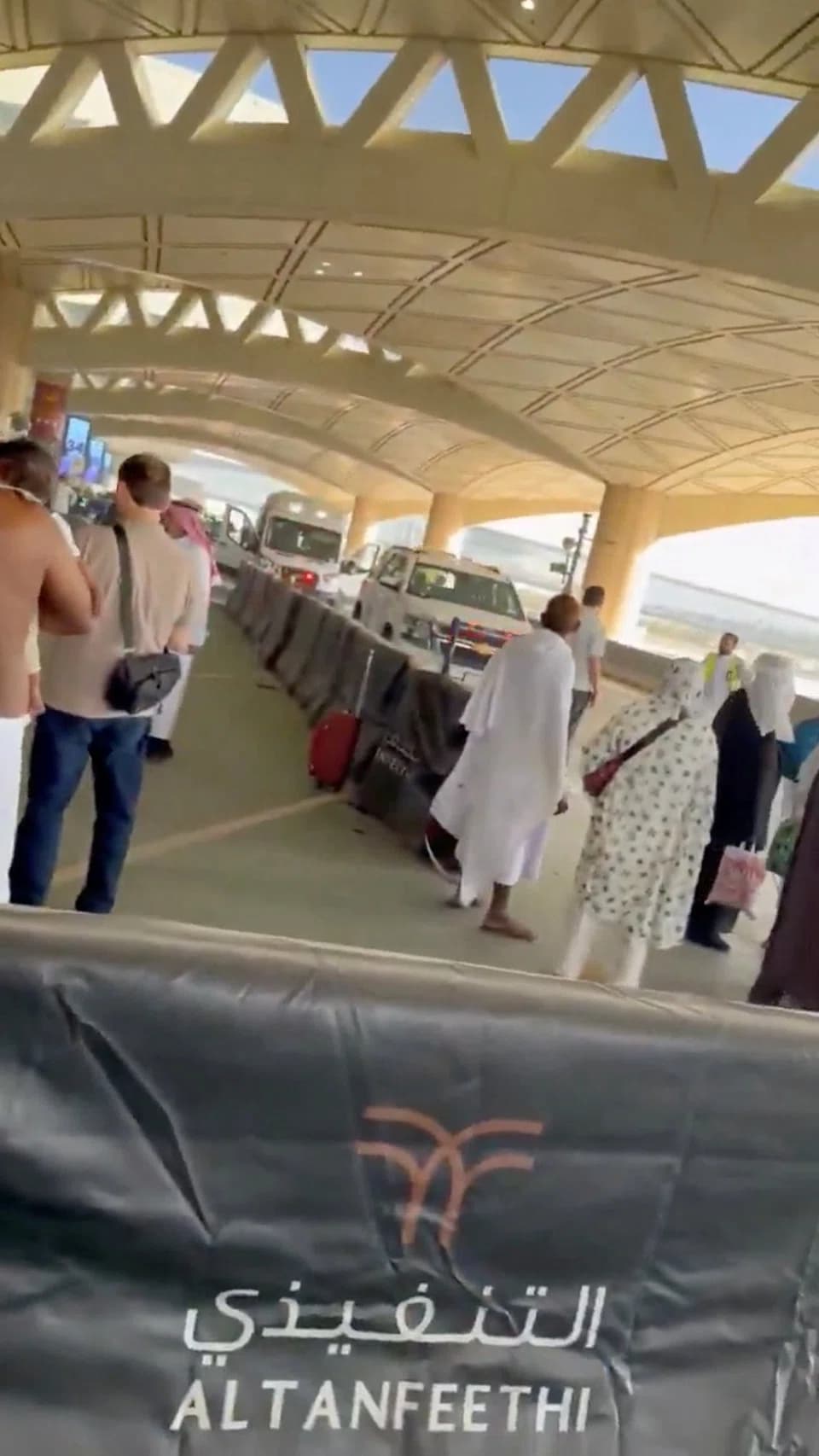 An ambulance outside King Khalid International Airport in Riyadh on 10 October after the attack on the passenger terminal.