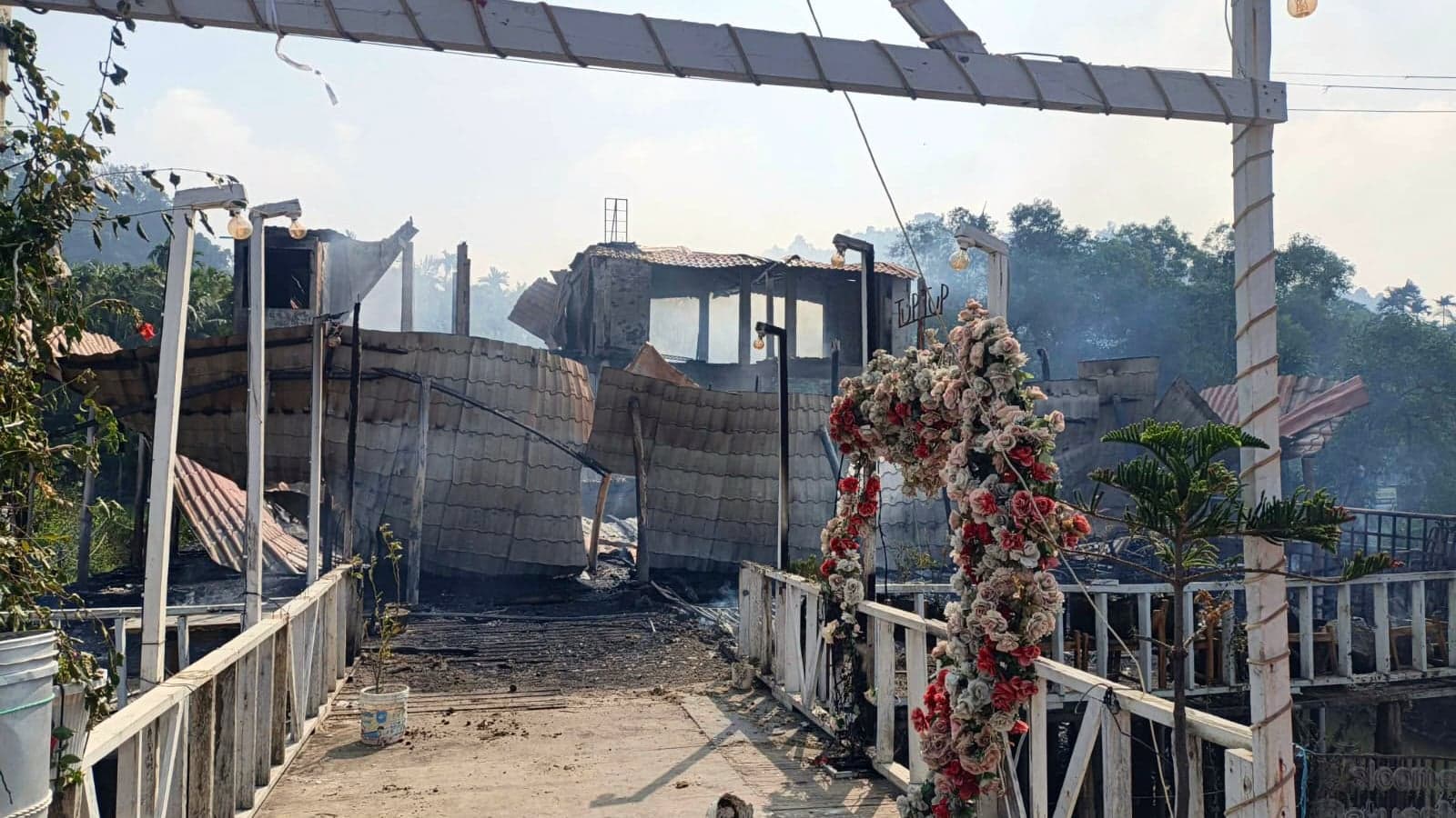 The burned-out Tuptup Resto and Resort in the Patuartek beach area of Inani, Cox’s Bazar, after the fire on 17 October.