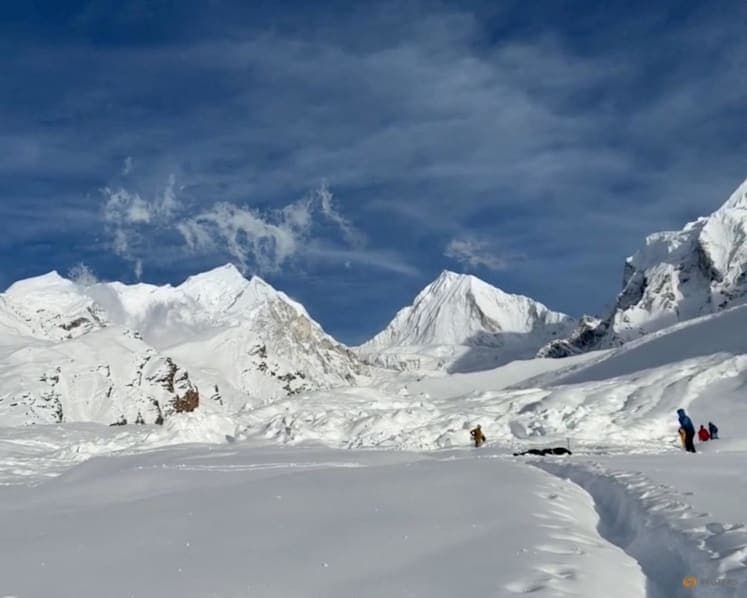 Rescue workers search for survivors after an avalanche buried the Himlung base camp, Nepal, on Sep 27, 2026, in this screengrab obtained from a social media video.