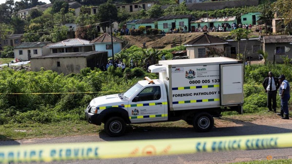 A forensic vehicle is parked near the scene where several people were killed and several others injured, in the township of KwaMakhutha near Durban, South Africa, on Sep 23, 2026.
